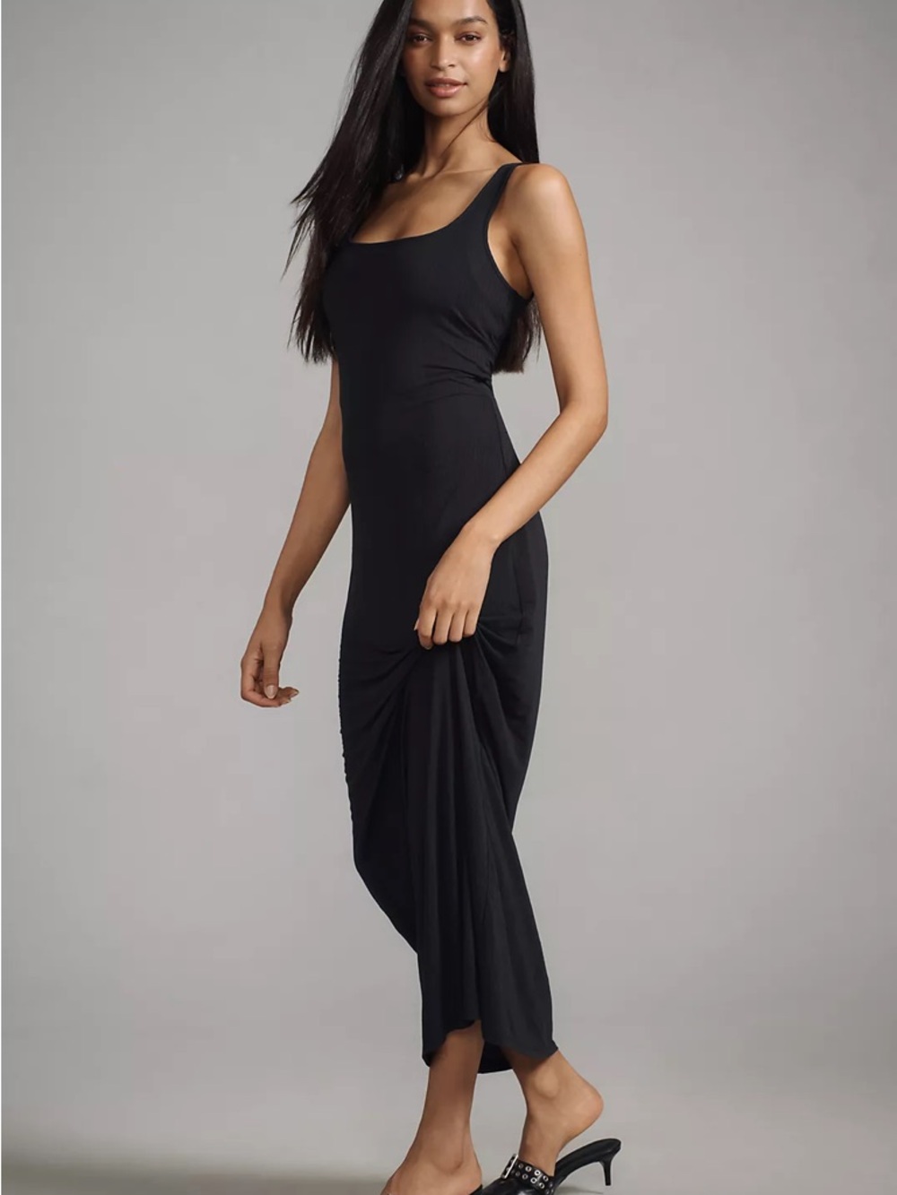 Anthropologie Classic Black Scoop Neck Maxi Dress - Picture 3 of 9